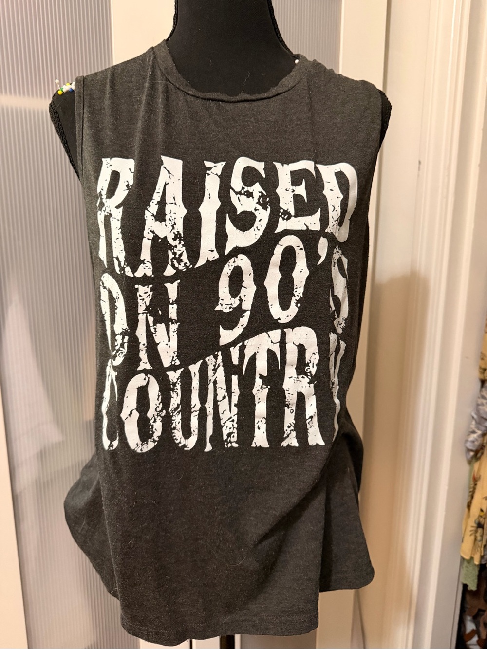Charcoal 'Raised on 90's Country' Women's Muscle Tee